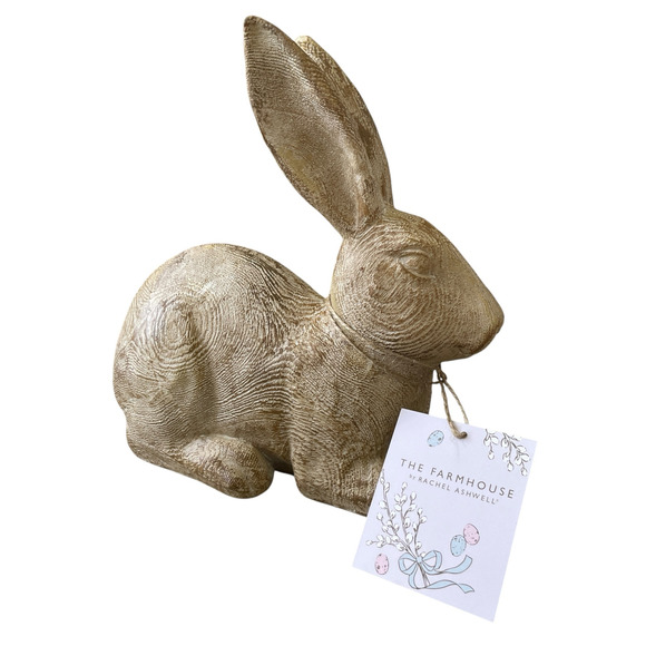 The Farmhouse by Rachel Ashwell Faux Wood Bunny Rabbit 9.5in Easter Decor NEW - Picture 1 of 15
